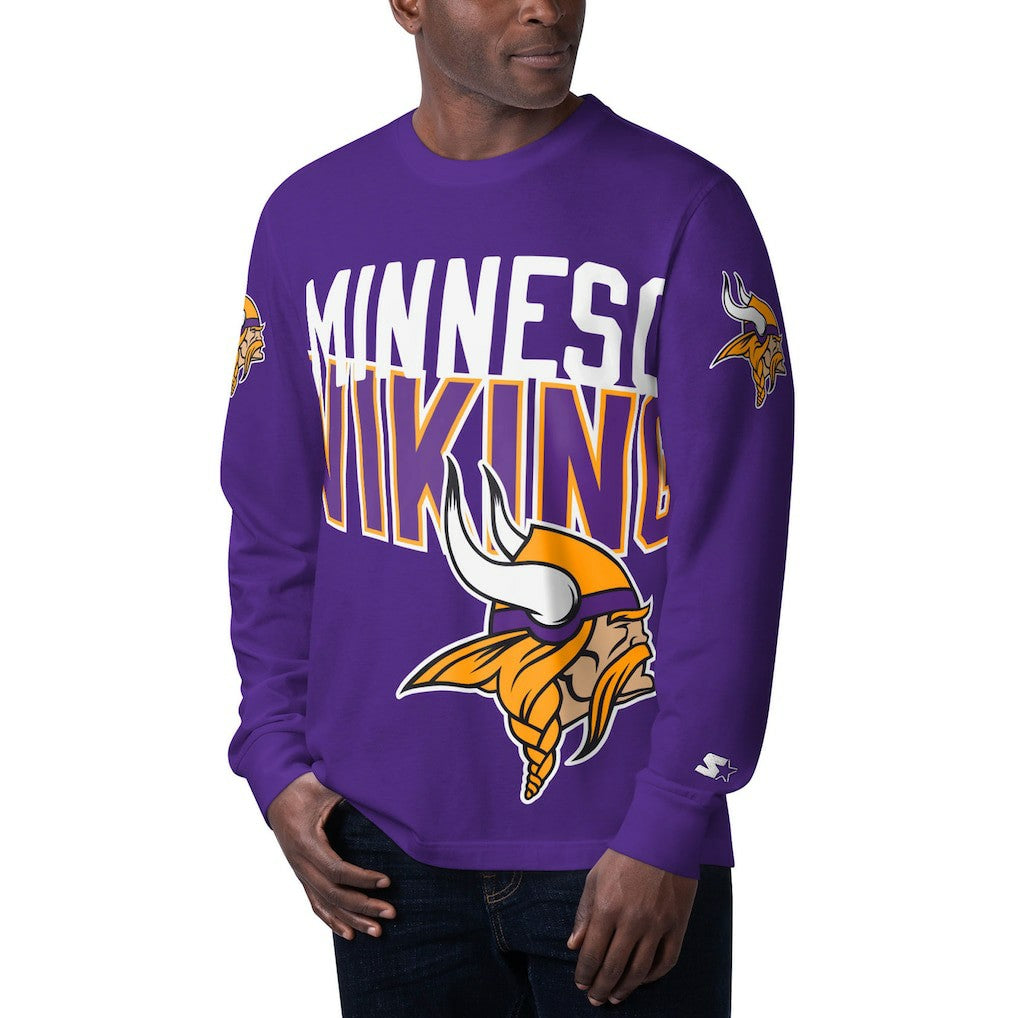 Minnesota Vikings Starter Clutch Hit Long Sleeve T-Shirt - Purple T-shirts