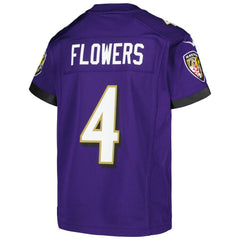 Zay Flowers Baltimore Ravens Youth Game Jersey - Purple Jerseys
