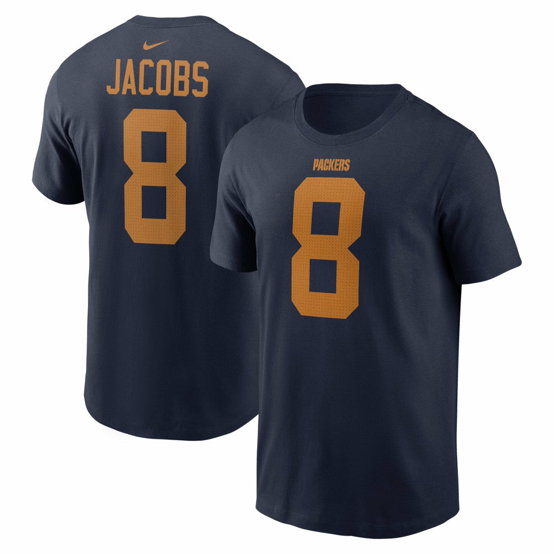 Josh Jacobs Green Bay Packers Player Name & Number T-Shirt - Navy T-shirts