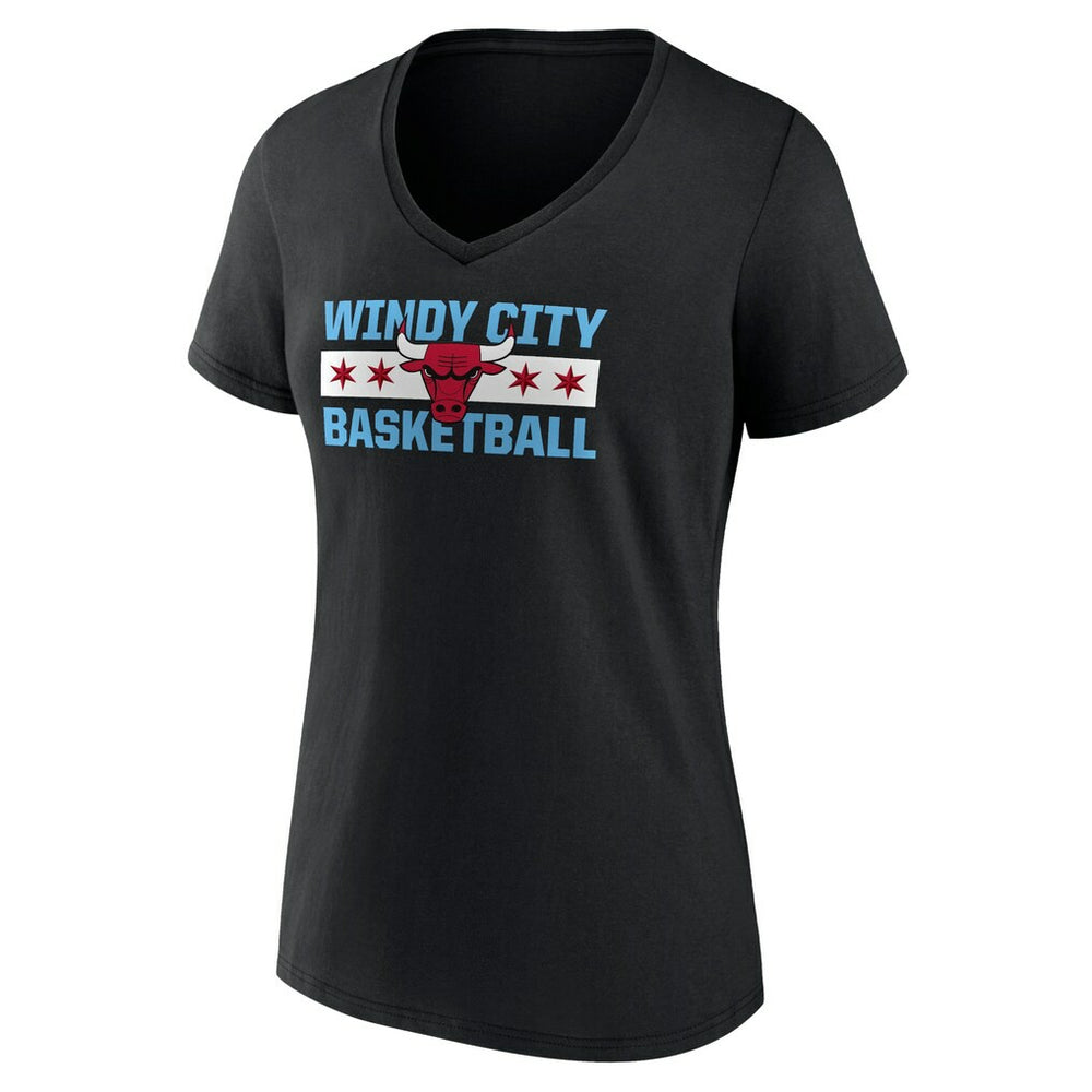 Chicago Bulls Women's Hometown Collection Windy City V-Neck T-Shirt Black