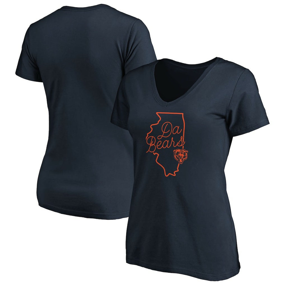 Chicago Bears Women's Script V-Neck T-Shirt - Navy T-shirts