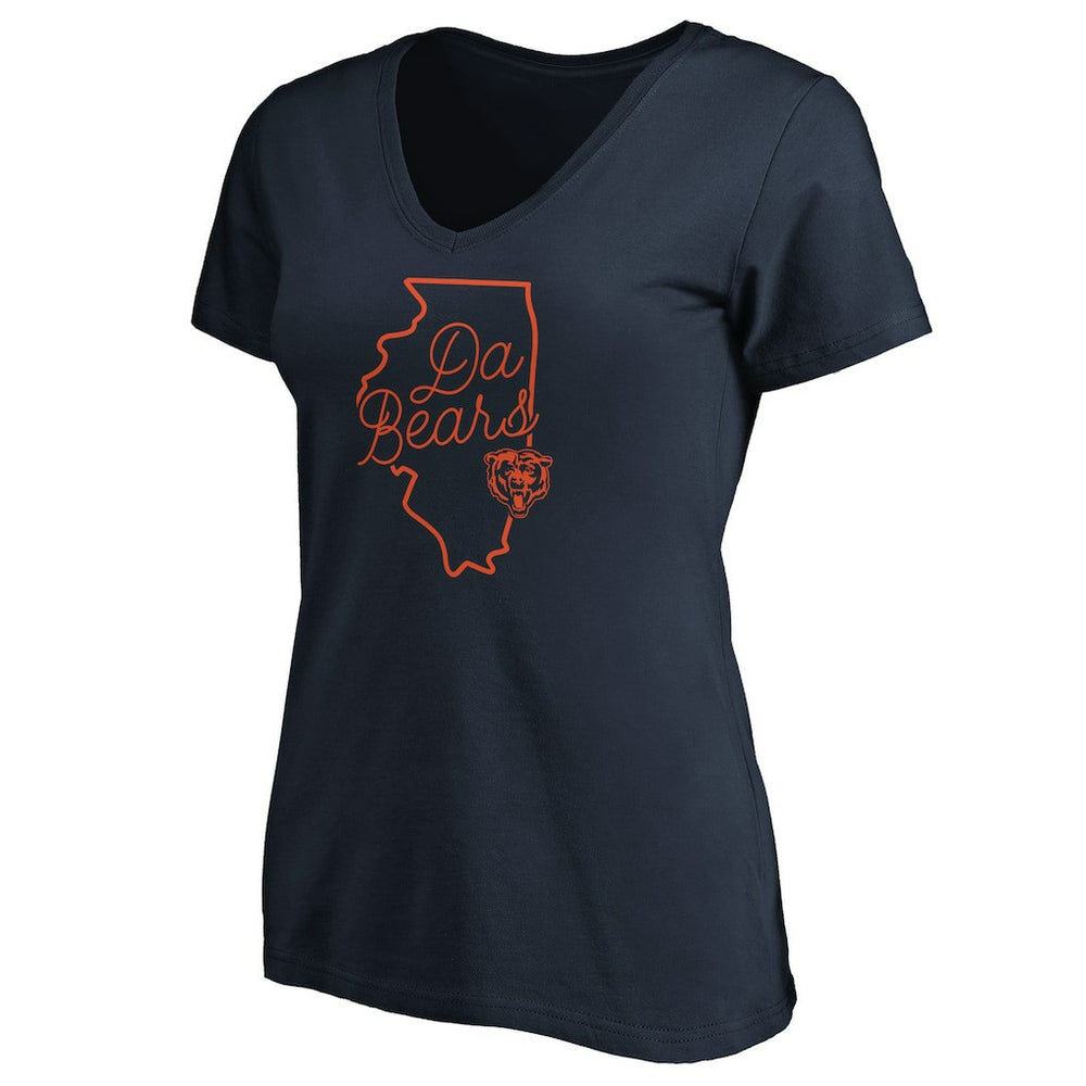 Chicago Bears Women's Script V-Neck T-Shirt - Navy T-shirts