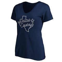 Dallas Cowboys Women's Script V-Neck T-Shirt - Navy T-shirts