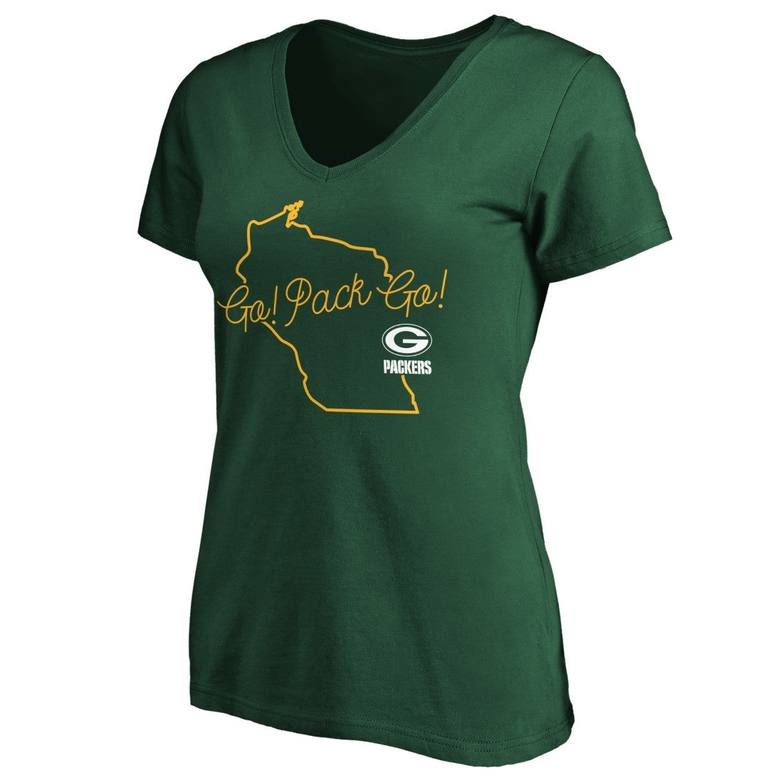 Green Bay Packers Women's Script V-Neck T-Shirt - Green T-shirts