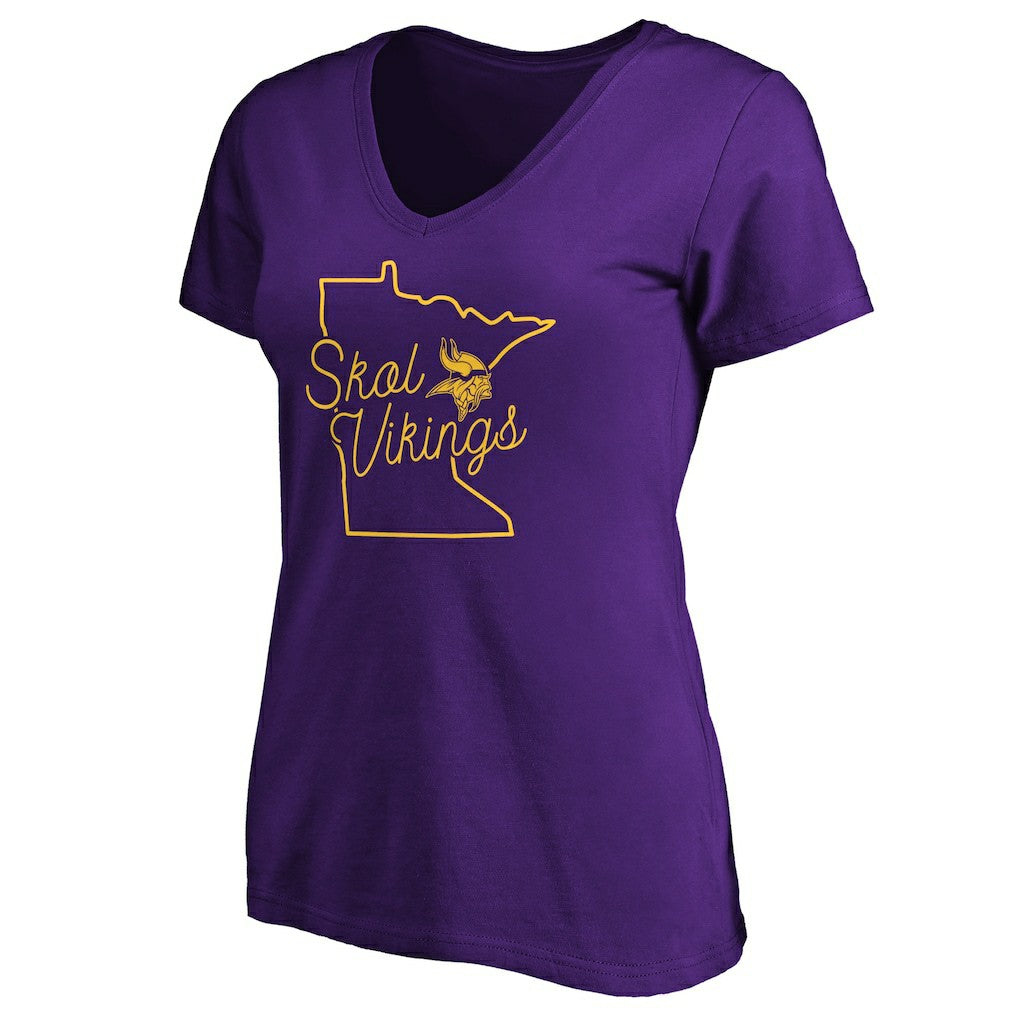 Minnesota Vikings Women's Script V-Neck T-Shirt - Purple T-shirts