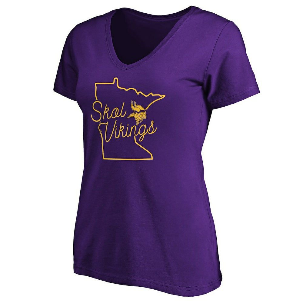 Minnesota Vikings Women's Script V-Neck T-Shirt - Purple T-shirts