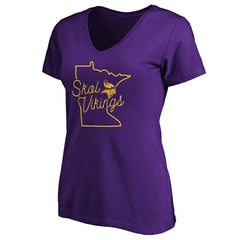 Minnesota Vikings Women's Script V-Neck T-Shirt - Purple T-shirts