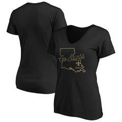 New Orleans Saints Women's Script V-Neck T-Shirt - Black T-shirts