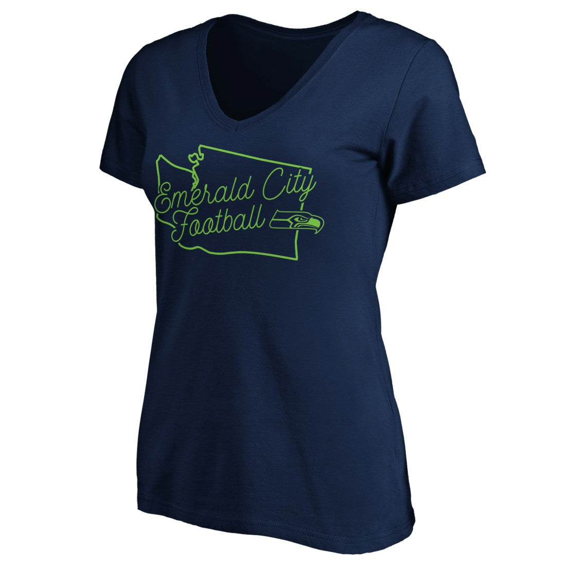 Seattle Seahawks Women's Script V-Neck T-Shirt - College Navy T-shirts
