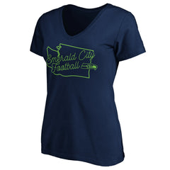 Seattle Seahawks Women's Script V-Neck T-Shirt - College Navy T-shirts