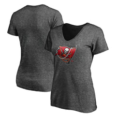 Tampa Bay Buccaneers Women's Hometown Collection Flag V-Neck T-Shirt - Charcoal T-shirts