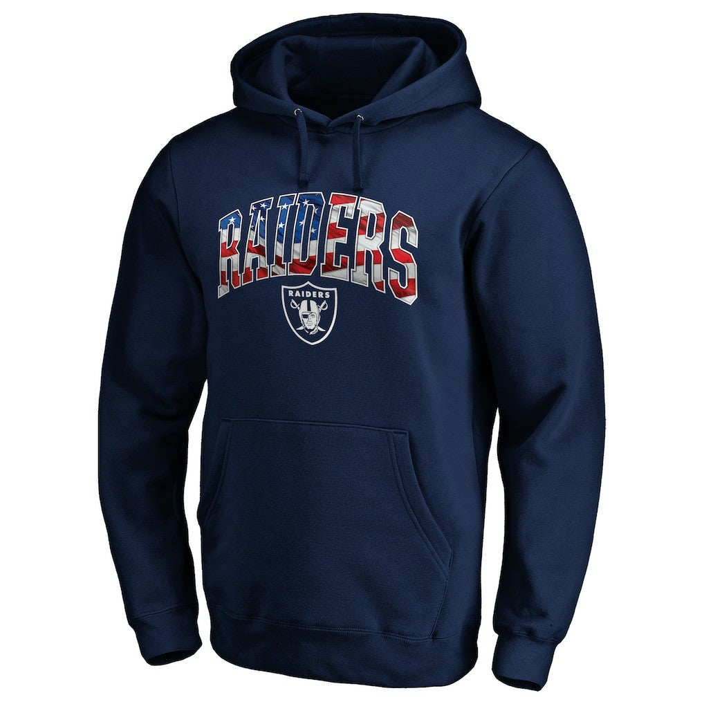 Las Vegas Raiders Banner Wave Pullover Hoodie - Navy Hoodies
