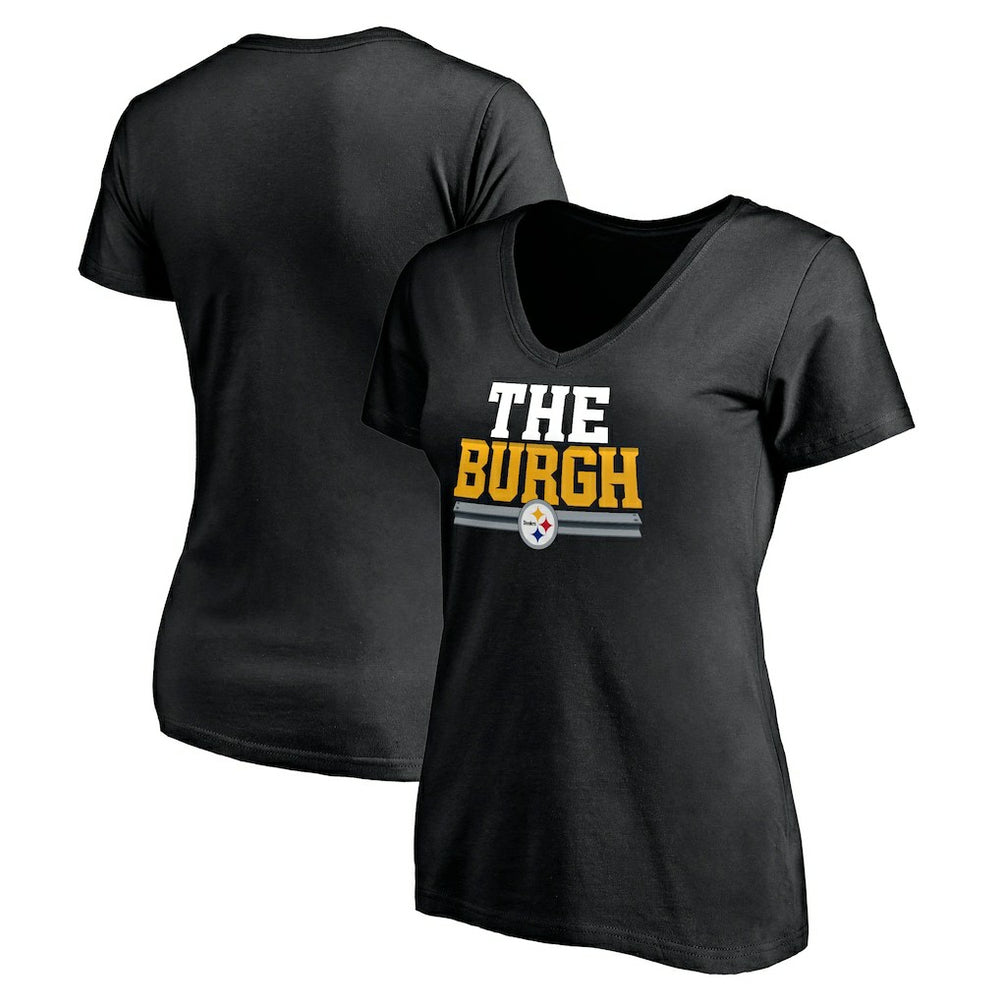 Pittsburgh Steelers Women's Hometown Collection The Burgh V-Neck T-Shirt - Black T-shirts