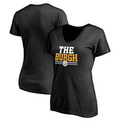 Pittsburgh Steelers Women's Hometown Collection The Burgh V-Neck T-Shirt - Black T-shirts