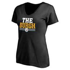Pittsburgh Steelers Women's Hometown Collection The Burgh V-Neck T-Shirt - Black T-shirts