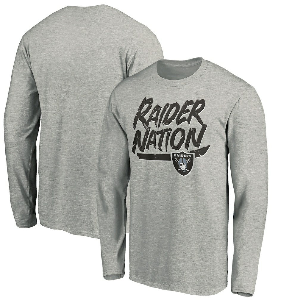 Las Vegas Raiders Hometown Collection Raider Nation Long Sleeve T-Shirt - Gray T-shirts