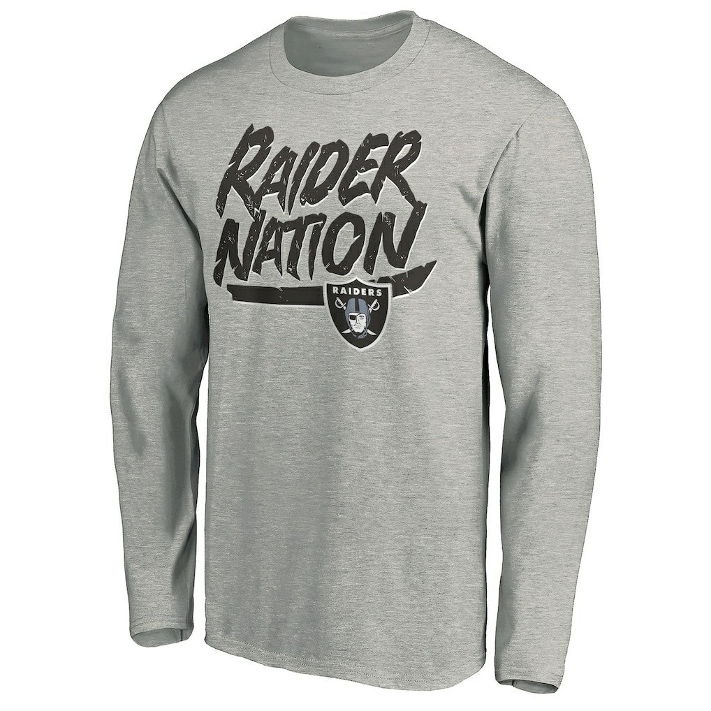 Las Vegas Raiders Hometown Collection Raider Nation Long Sleeve T-Shirt - Gray T-shirts