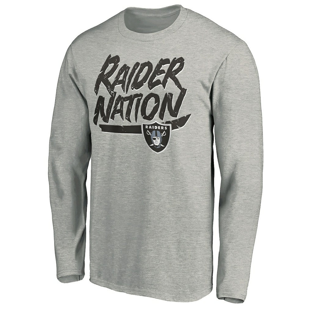 Las Vegas Raiders Hometown Collection Raider Nation Long Sleeve T-Shirt - Gray T-shirts