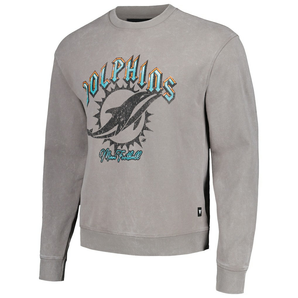 Miami Dolphins The Wild Collective Unisex Distressed Pullover Sweatshirt - Gray Pullover