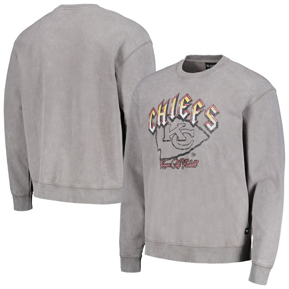 Kansas City Chiefs The Wild Collective Unisex Distressed Pullover Sweatshirt - Gray Pullover