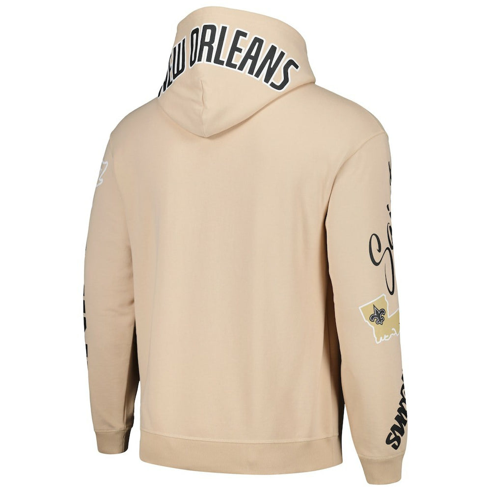 New Orleans Saints The Wild Collective Unisex Heavy Block Pullover Hoodie - Cream Hoodies