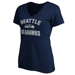 Seattle Seahawks Women's Victory Arch V-Neck T-Shirt - College Navy T-shirts