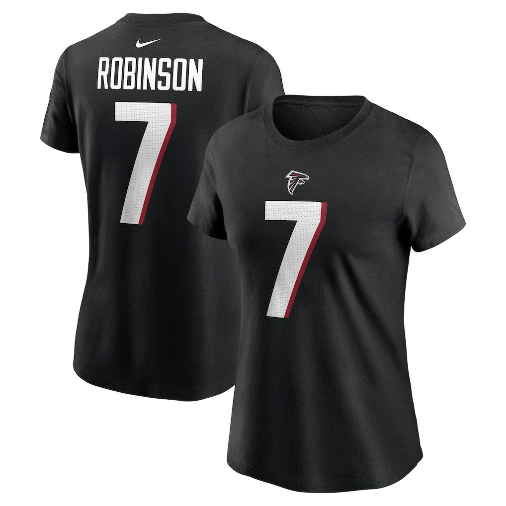 Bijan Robinson Atlanta Falcons Women's Player Name & Number T-Shirt - Black T-shirts