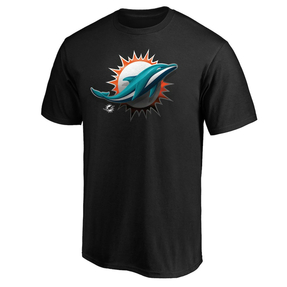 Miami Dolphins Midnight Mascot Team Logo T-Shirt - Black T-shirts