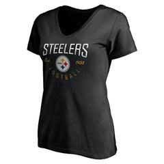 Pittsburgh Steelers Women's Live For It V-Neck T-Shirt - Black T-shirts