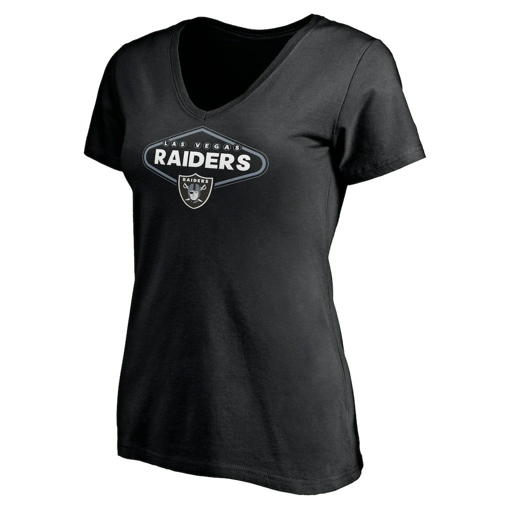 Las Vegas Raiders Women's Hometown Collection 1st Down V-Neck T-Shirt - Black T-shirts
