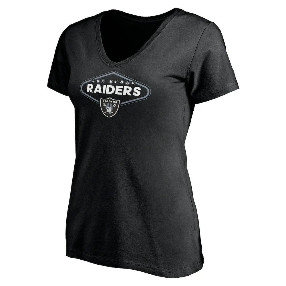 Las Vegas Raiders Women's Hometown Collection 1st Down V-Neck T-Shirt - Black T-shirts