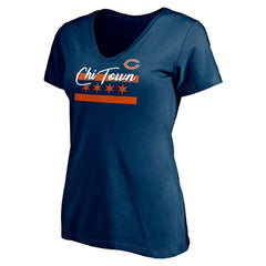 Chicago Bears Women's Hometown Collection Chi Town V-Neck T-Shirt - Navy T-shirts