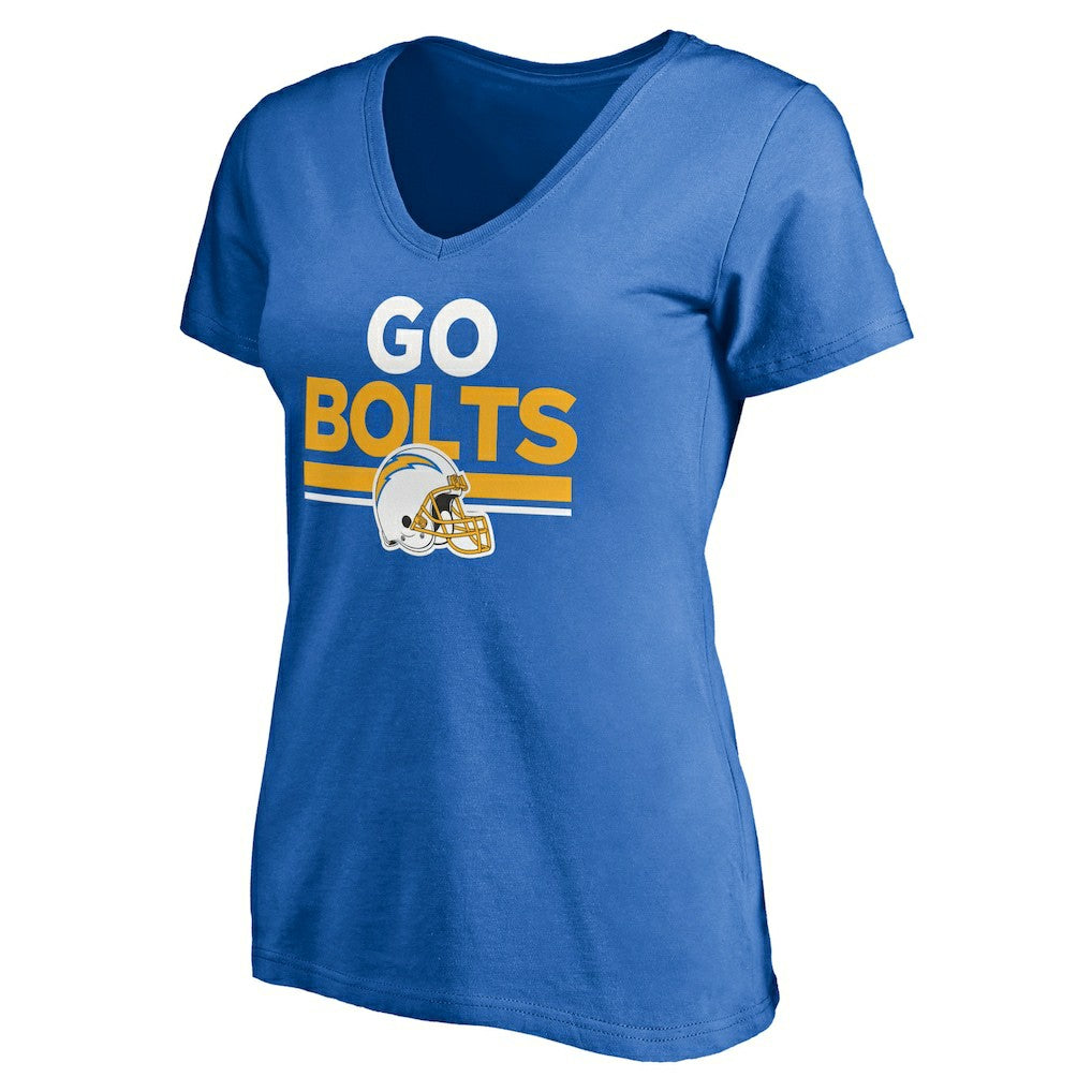 Los Angeles Chargers Women's Hometown Collection Go Bolts V-Neck T-Shirt - Powder Blue T-shirts