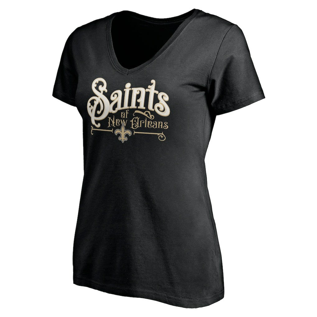 New Orleans Saints Women's Hometown Collection V-Neck T-Shirt - Black T-shirts