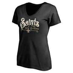 New Orleans Saints Women's Hometown Collection V-Neck T-Shirt - Black T-shirts