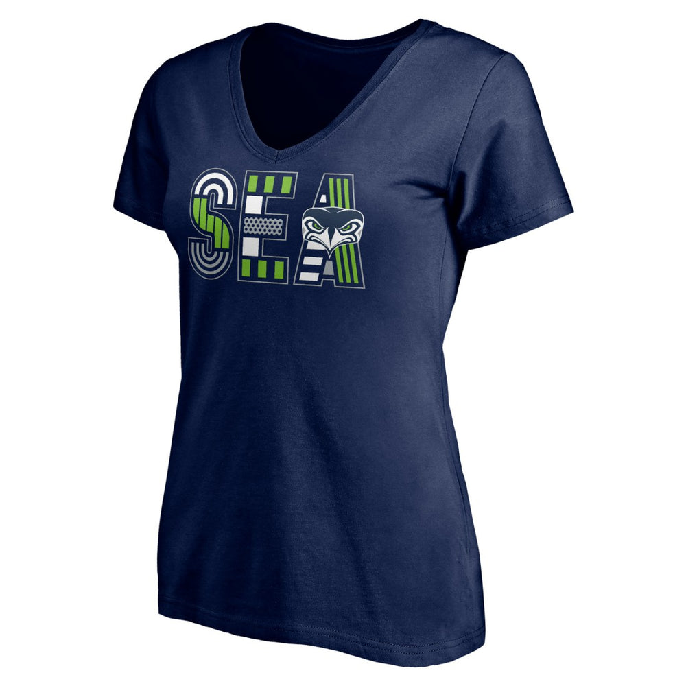 Seattle Seahawks Women's Hometown Collection V-Neck T-Shirt - College Navy T-shirts