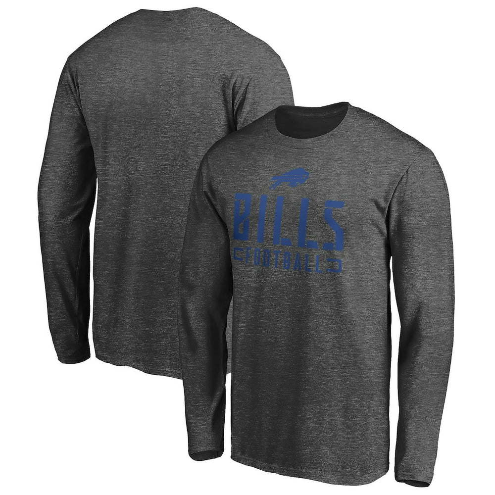Buffalo Bills Stencil Stack Long Sleeve T-Shirt - Charcoal T-shirts