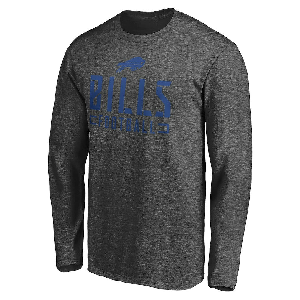 Buffalo Bills Stencil Stack Long Sleeve T-Shirt - Charcoal T-shirts