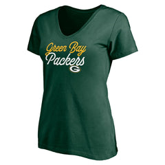 Green Bay Packers Women's Long Stride V-Neck T-Shirt - Green T-shirts