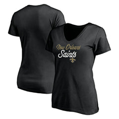 New Orleans Saints Women's Long Stride V-Neck T-Shirt - Black T-shirts