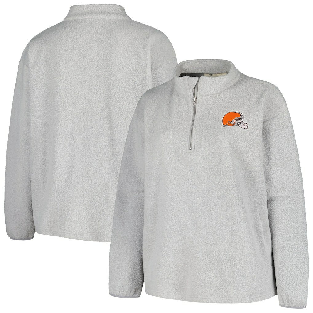 Cleveland Browns Profile Women's Plus Size Sherpa Quarter-Zip Jacket - Gray Jackets