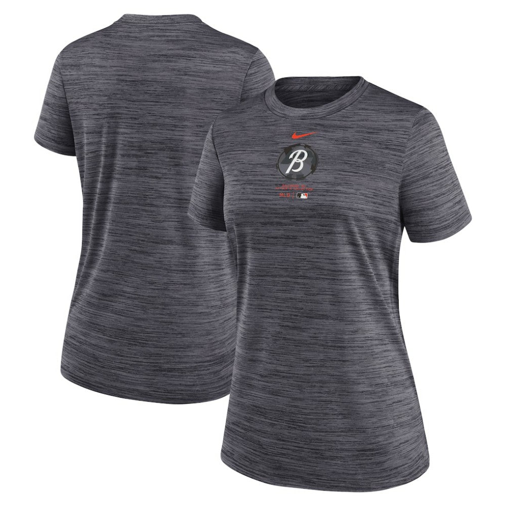 Baltimore Orioles Nike Women's City Connect Practice Velocity T-Shirt - Charcoal T-shirts