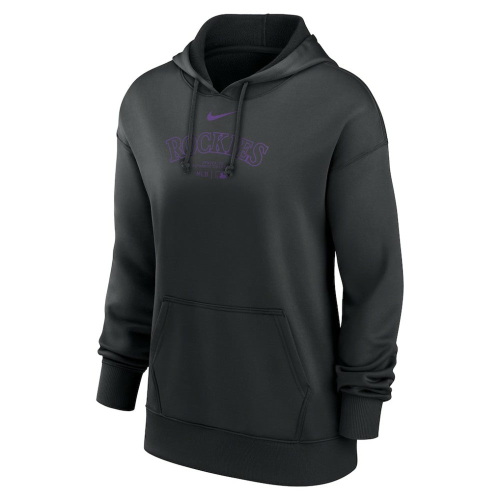 Colorado Rockies Nike Women's Authentic Collection Performance Pullover Hoodie - Black Hoodies