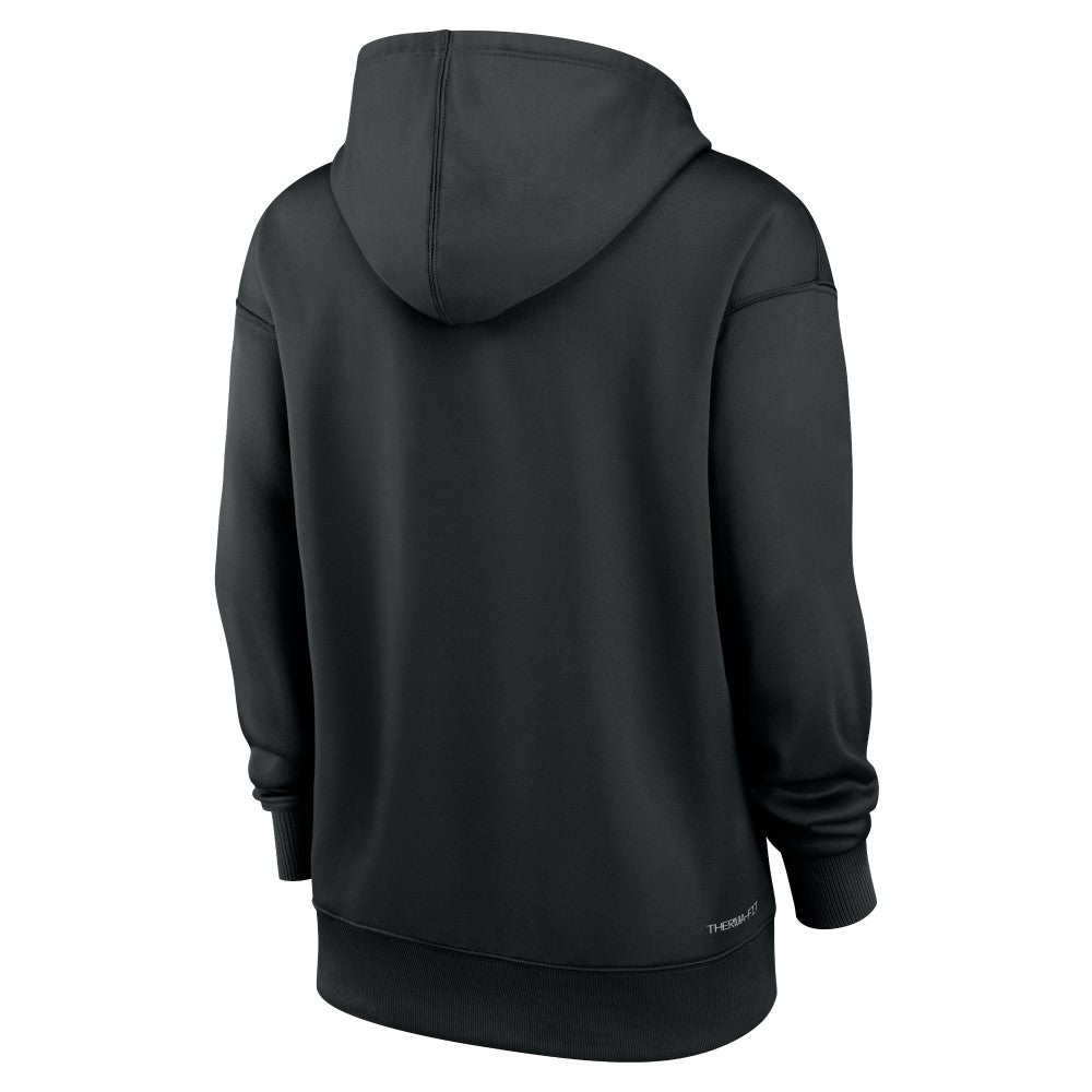 Miami Marlins Nike Women's Authentic Collection Performance Pullover Hoodie - Black Hoodies
