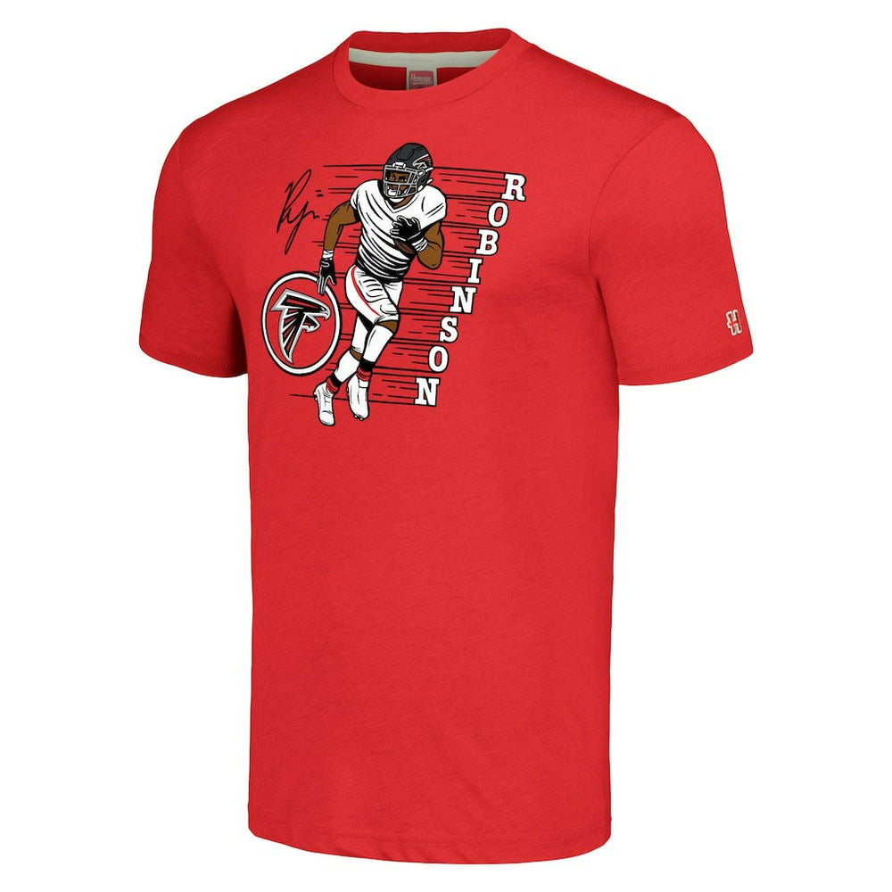 Bijan Robinson Atlanta Falcons Homage Unisex Caricature Player Tri-Blend T-Shirt - Red T-shirts