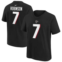 Bijan Robinson Atlanta Falcons Youth Player Name & Number T-Shirt - Black T-shirts