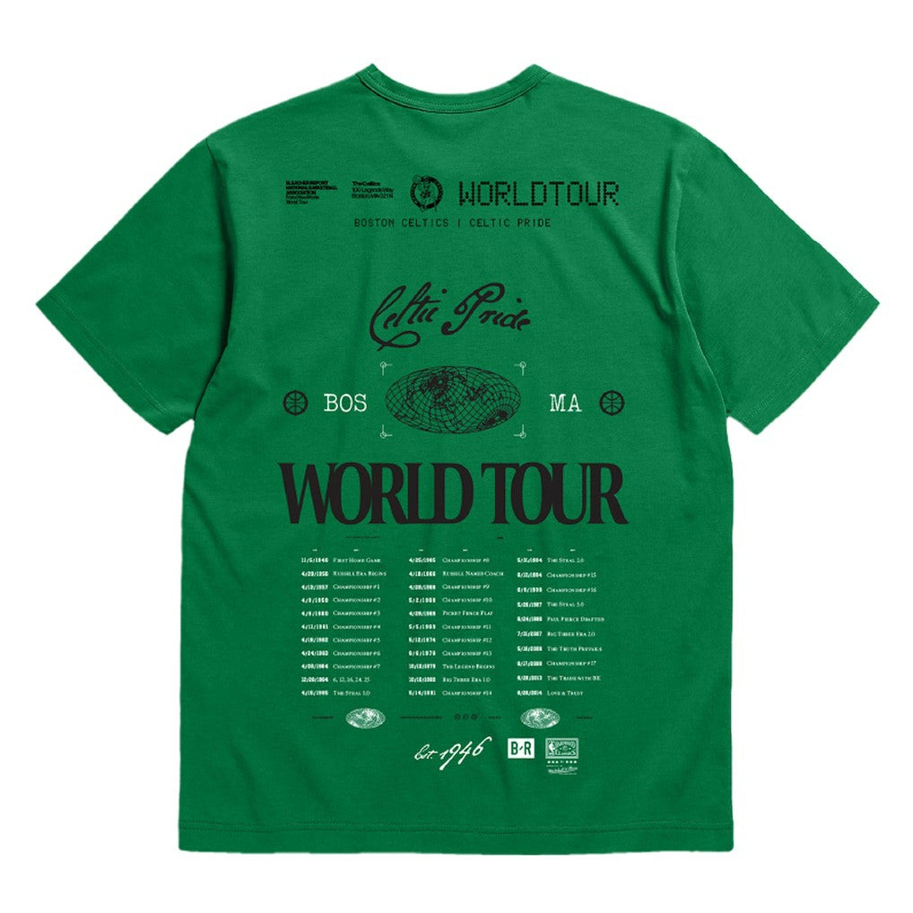 Boston Celtics Bleacher Report x  Unisex World Tour T-Shirt Kelly Green - Mitchell & Ness outlet