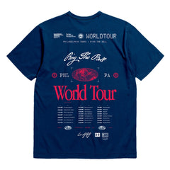 Philadelphia 76ers Bleacher Report x  Unisex World Tour T-Shirt Navy - Mitchell & Ness