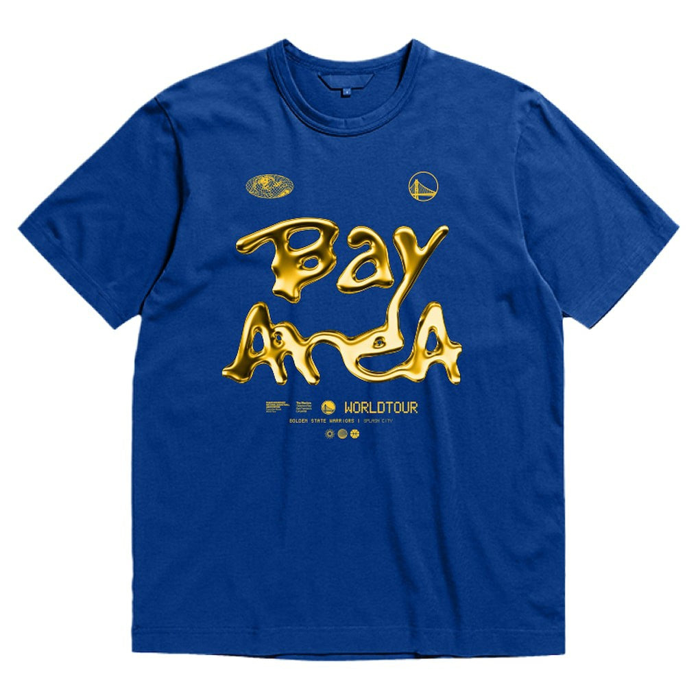 Golden State Warriors Bleacher Report x  Unisex World Tour T-Shirt Royal - Mitchell & Ness