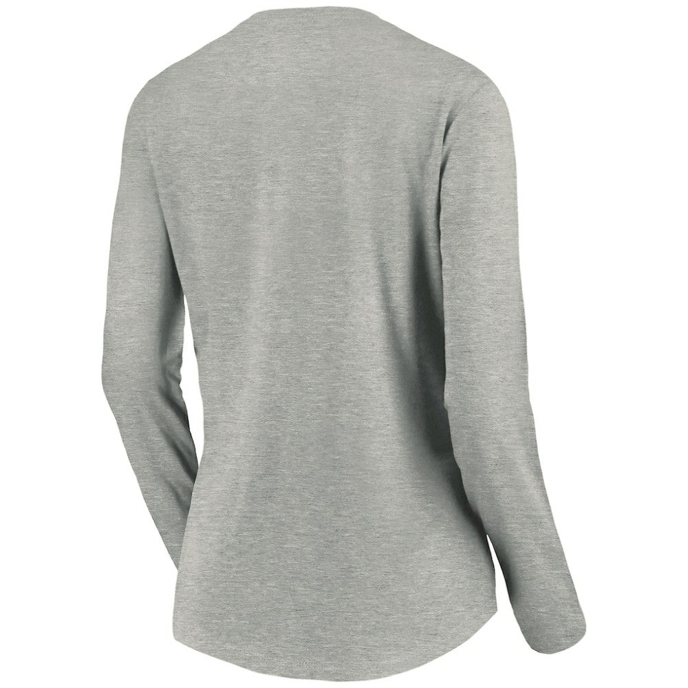 Seattle Kraken Women's Primary Logo V-Neck Long Sleeve T-Shirt - Gray | US 200131666